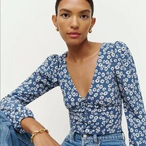 Reformation Nell Top | Blue Floral | Size M